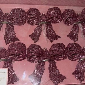 Cupcakes and Cashmere Pink Glitter Bow Ornaments